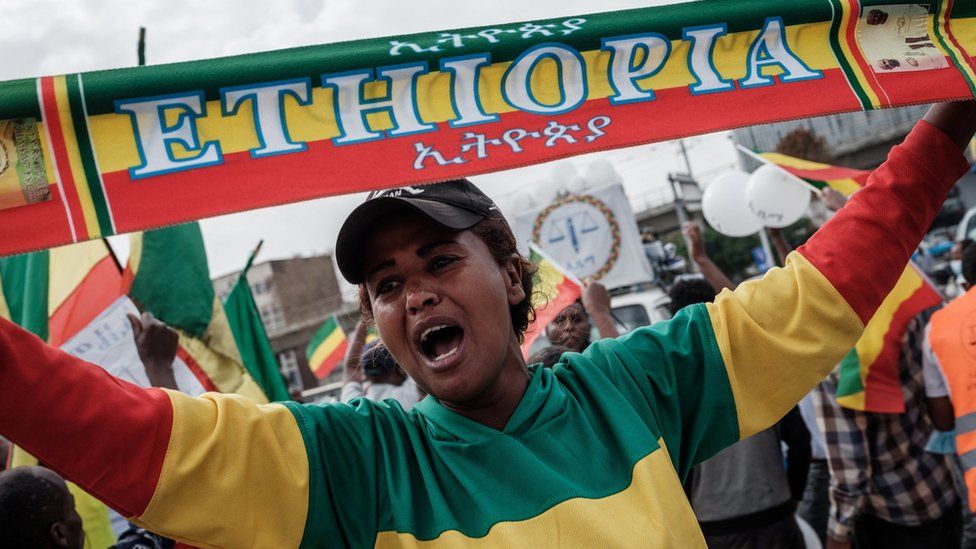 Сторонники оппозиционной партии «Граждане Эфиопии за социальную справедливость» (EZEMA)