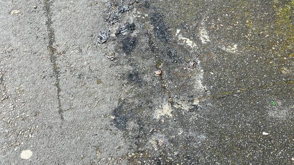 Scorched pavement