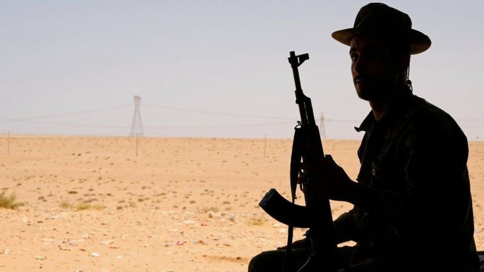 Soldier in the forces of Gen Haftar in Libya