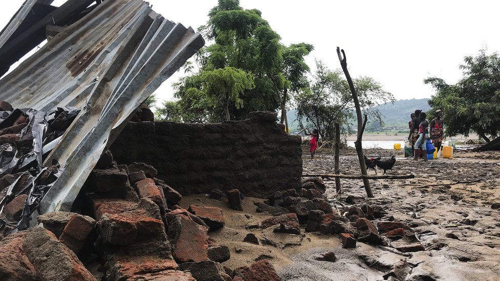 A view on destroyed house after Tropical Storm Ana hit the district of Tete, Mozambique, 27 January 2022