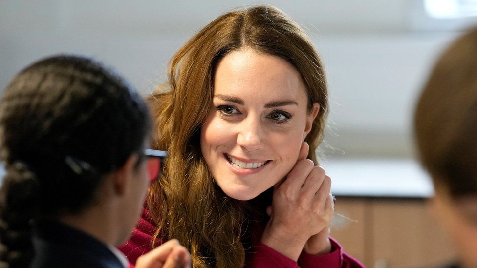 Duchess of Cambridge speaking to pupils at school in London on 24 November 2021