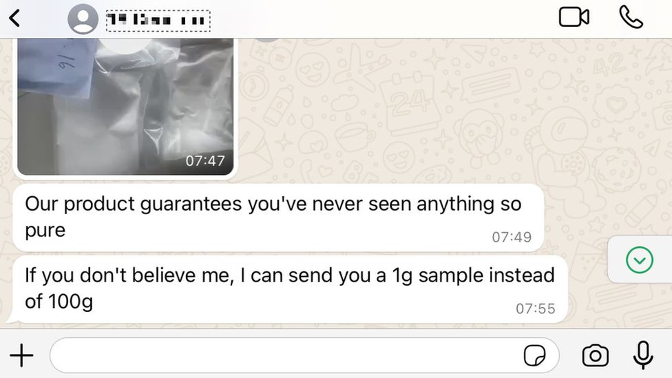 Example of Whatsapp message from supplier to our undercover buyer