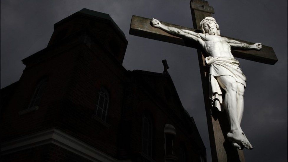 A crucifix outside a church
