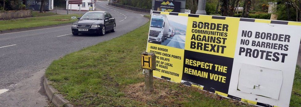Anti-Brexit posters on border, Co Donegal - file pic