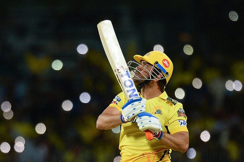 Chennai Super Kings' captain Mahendra Singh Dhoni watches the ball after playing a shot during the Indian Premier League (IPL) Twenty20 cricket match between Chennai Super Kings and Lucknow Super Giants at the MA Chidambaram Stadium in Chennai on April 3, 2023. (