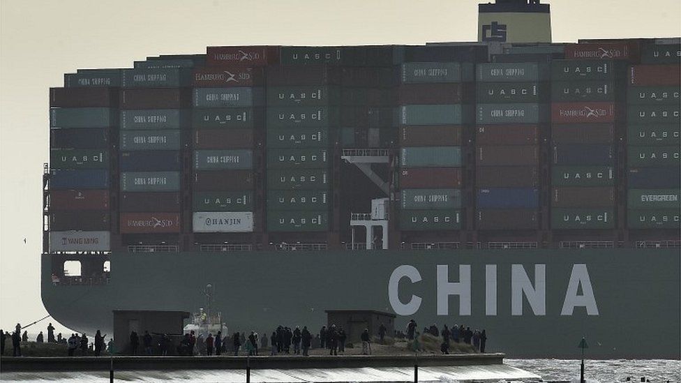 Container ship heading to China
