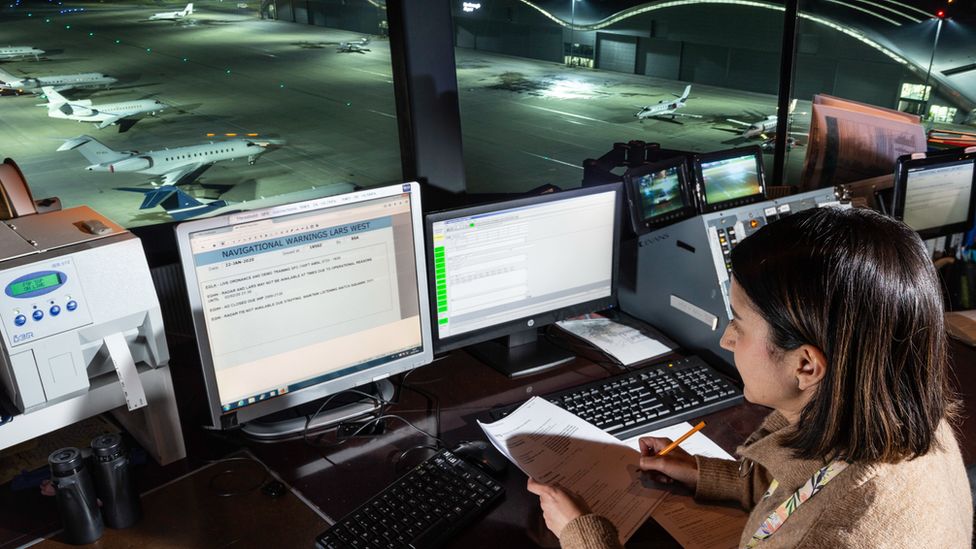 Air traffic controller at Farnborough Airport