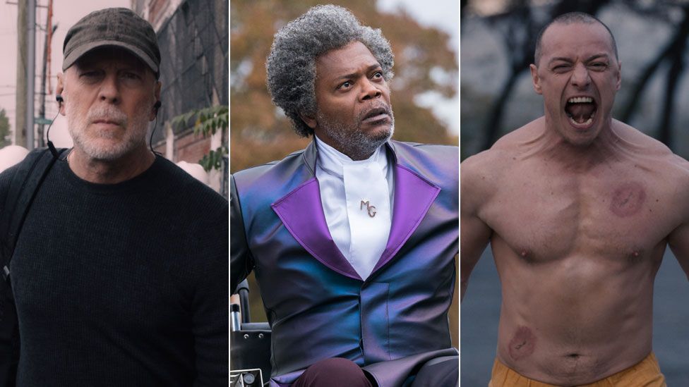 Bruce Willis, Samuel L Jackson and James McAvoy in Glass