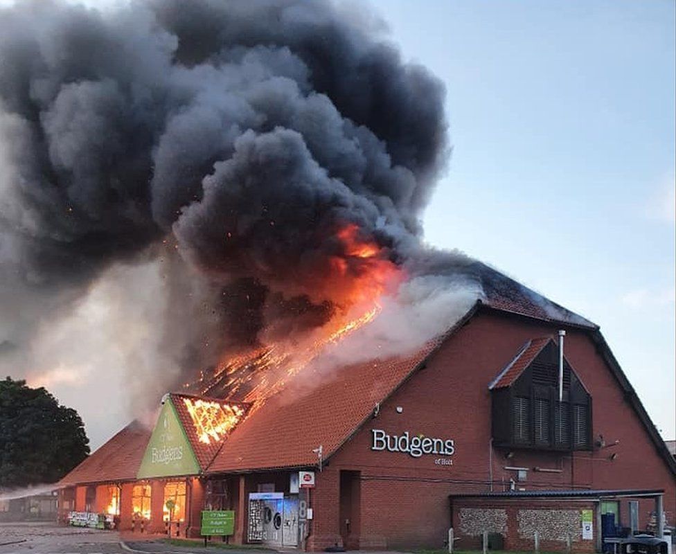 Budgens on fire