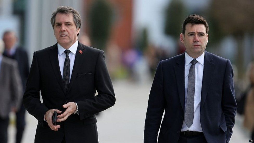 Liverpool City mayor Steve Rotheram and his Manchester counterpart Andy Burnham