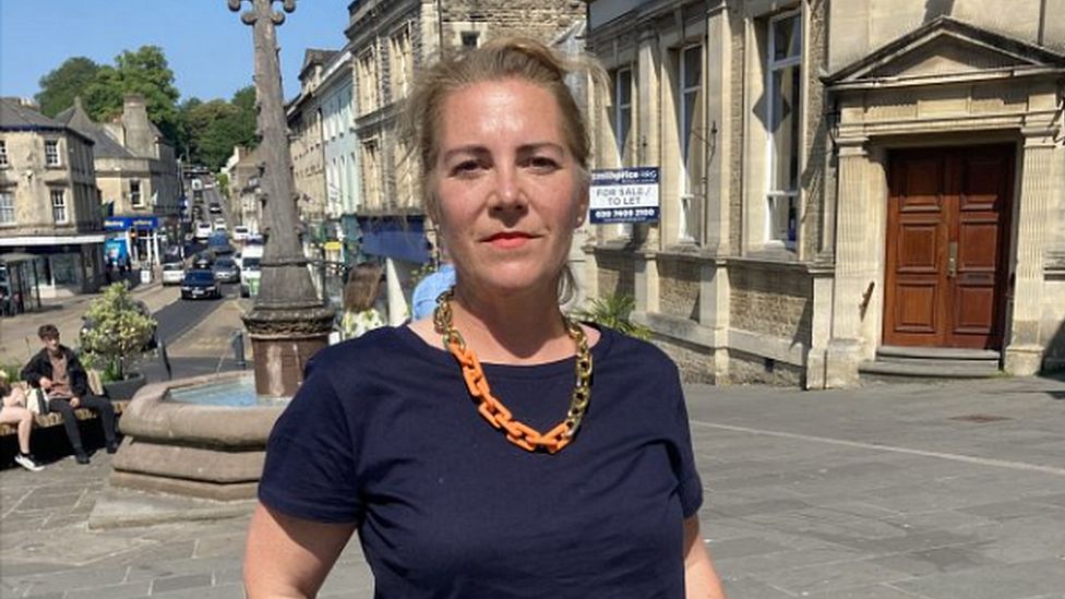 Leader of Frome Town Council, Lisa Merryweather-Millard, standing on the high street