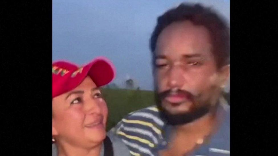 Screengrab from a Reuters video showing Jhonattan Acosta and his sister