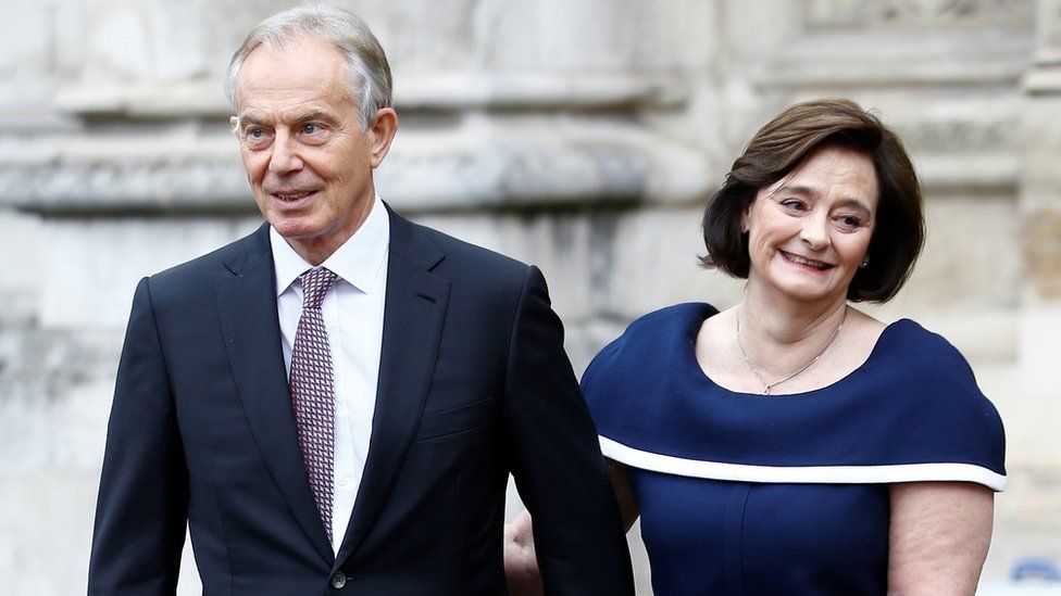 Tony and Cherie Blair at a memorial service in 2020