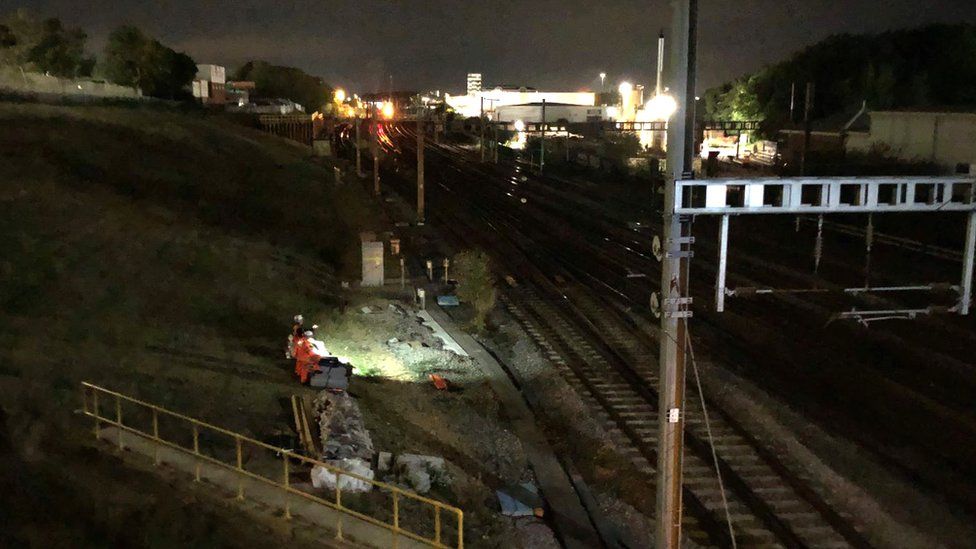 Railway engineers consider damage to tracks and lines at Stevenage station