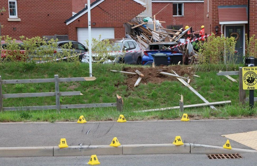 Scene of the crash in Wellesbourne