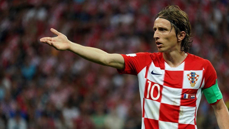 Luka Modric of Croatia in action during the 2018 FIFA World Cup Russia Final between France and Croatia at Luzhniki Stadium on July 15, 2018