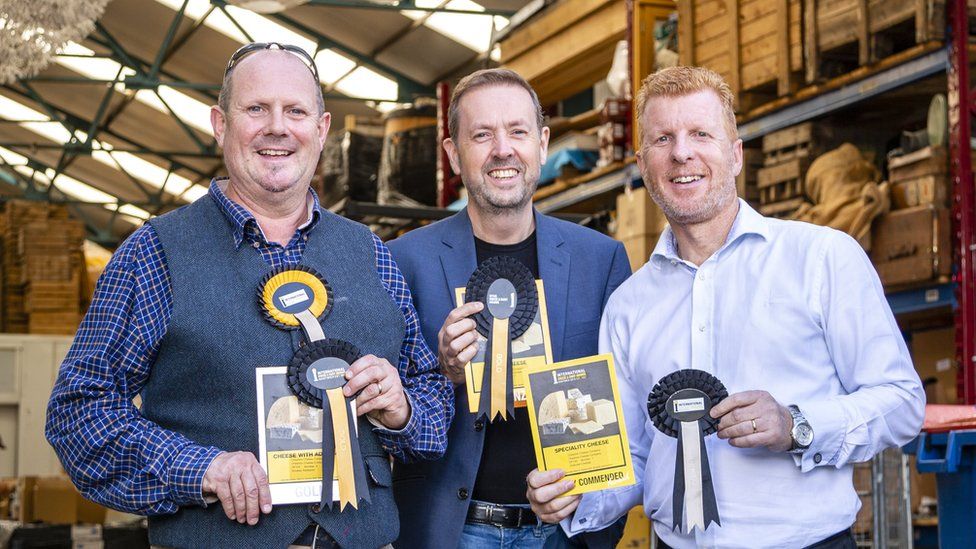 Simon Spurrell (C) with his partners in the Cheshire Cheese Company