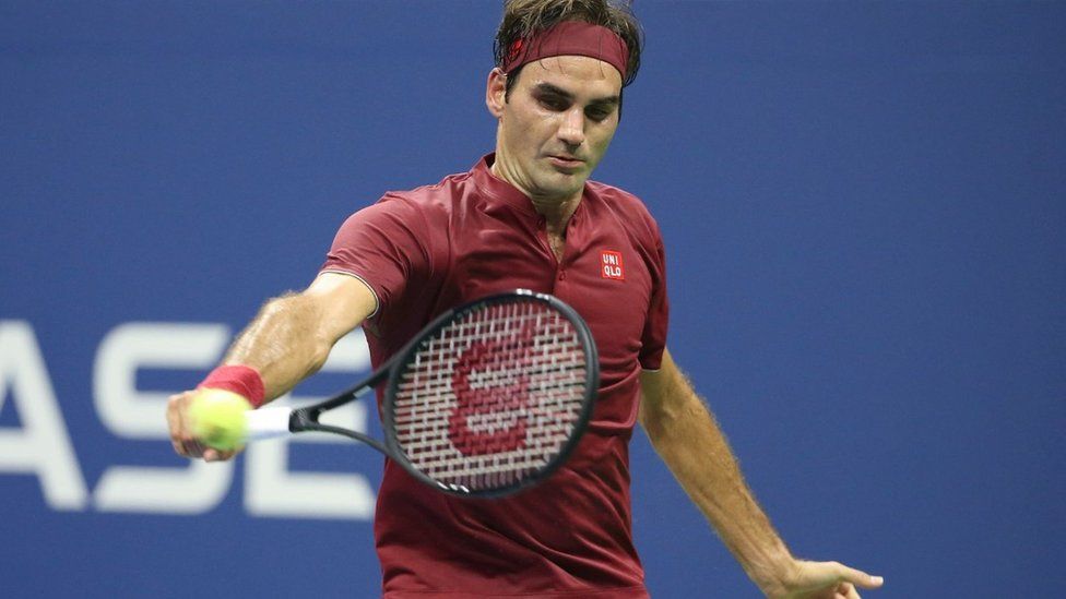 Roger Federer in action at the US Open
