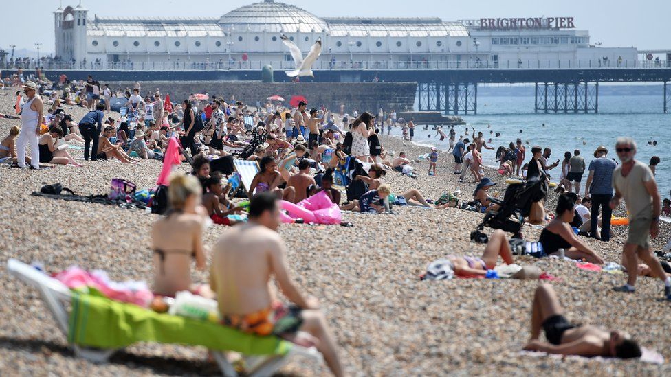 People on beach in Brighton