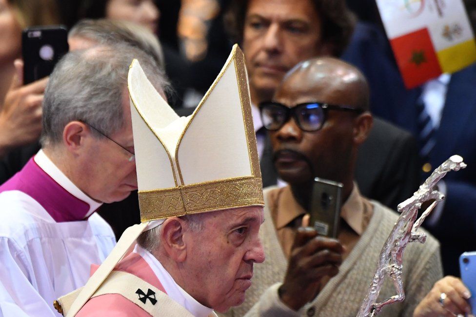 Pope Francis at the Prince Moulay Abdellah Sports Centre in Rabat, 31 March