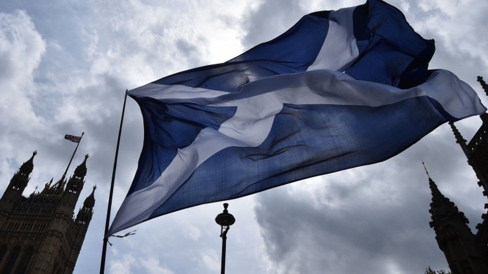 Saltire flying over Westminster