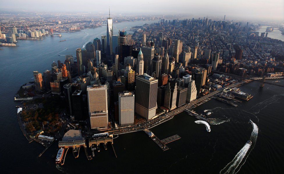 Aerial shot of Manhattan, New York, USA, November 2, 2016.