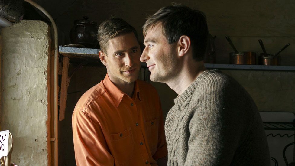 Oliver Jackson-Cohen and James McArdle in Man in an Orange Shirt