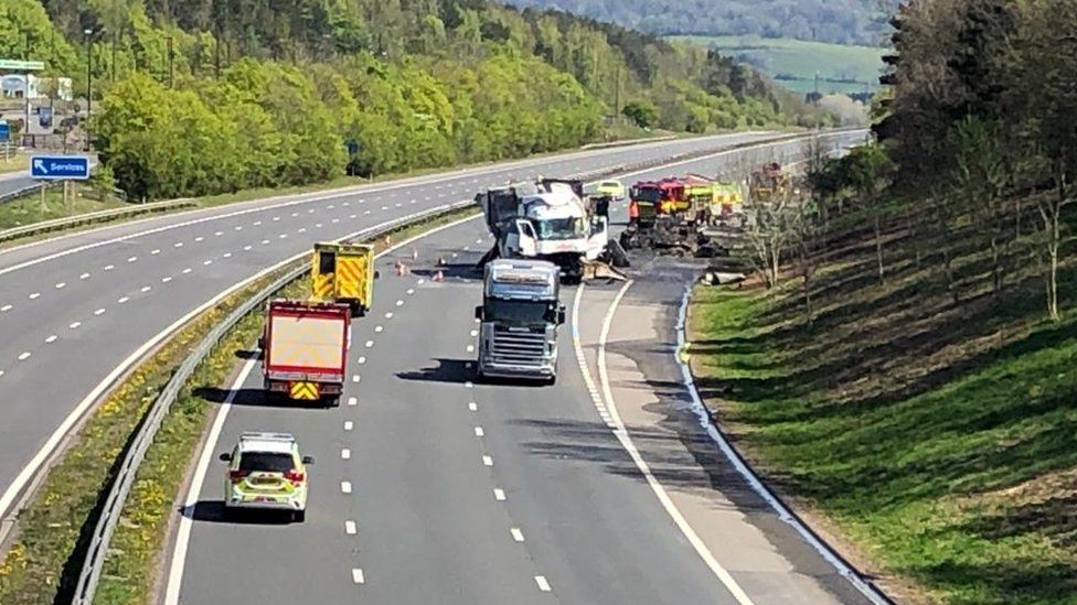 M5 motorway in Gloucestershire reopens after three lorry crash