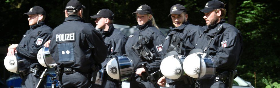 Police at Stadtpark park in Hamburg on 26 June