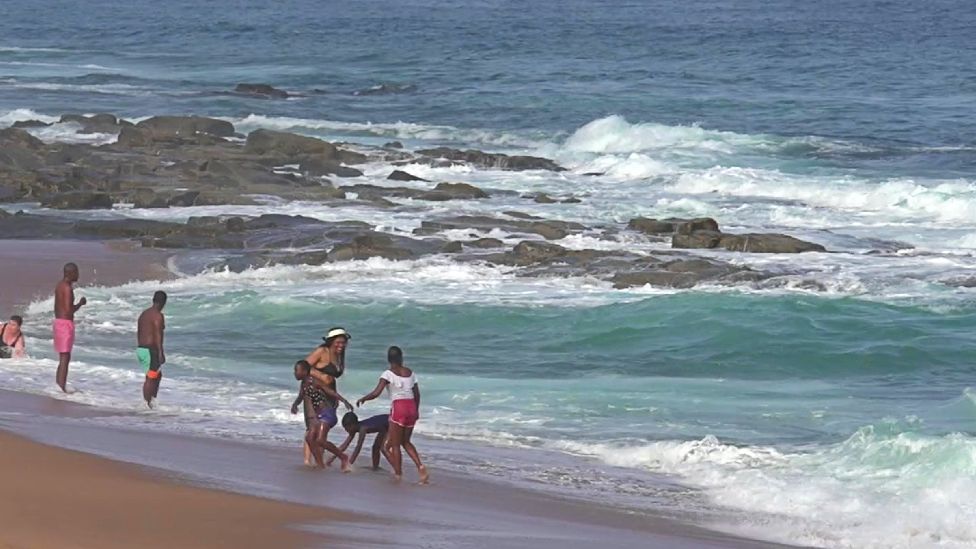 Swimmer at Ballito bench in KwaZulu-Natal in South Africa - December 2021