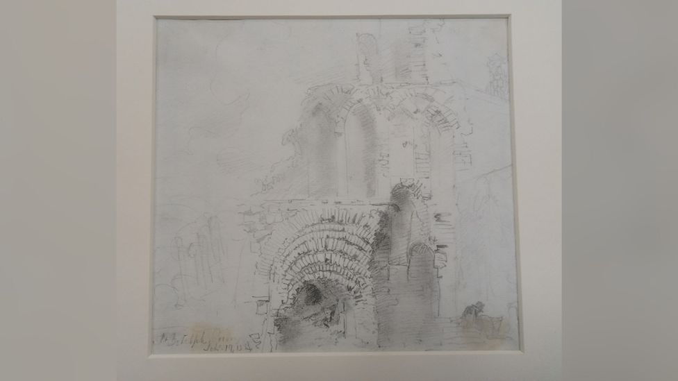 A drawing of St Botolph's Priory by John Constable