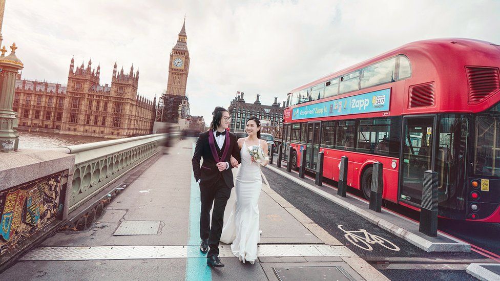 Chris and Heidi on a Wedding photo shoot in London