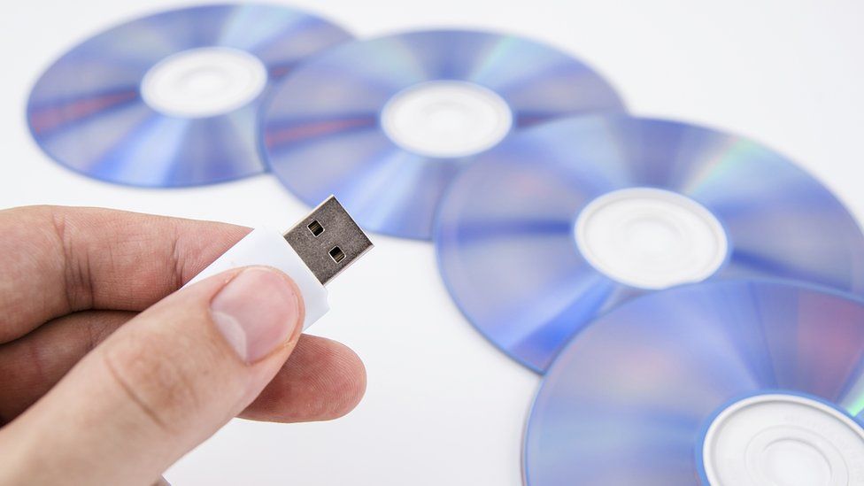 DVDs and a flash drive