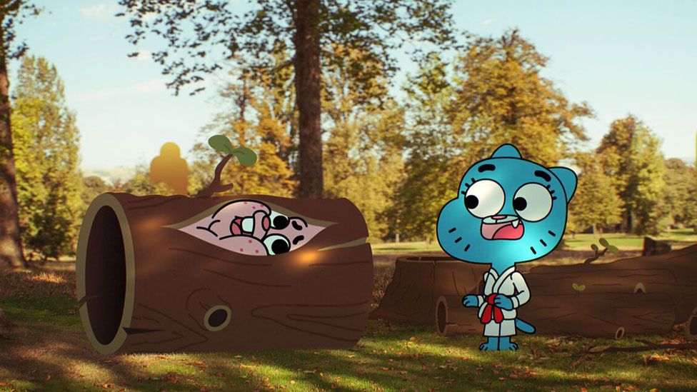 Gumball and darwin on a volcano