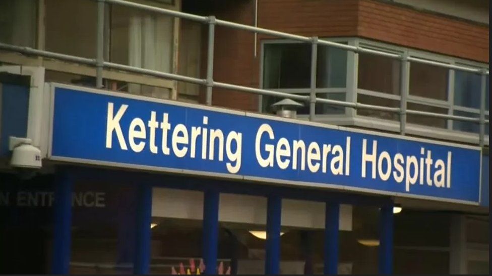 Kettering General Hospital sign over entrance door