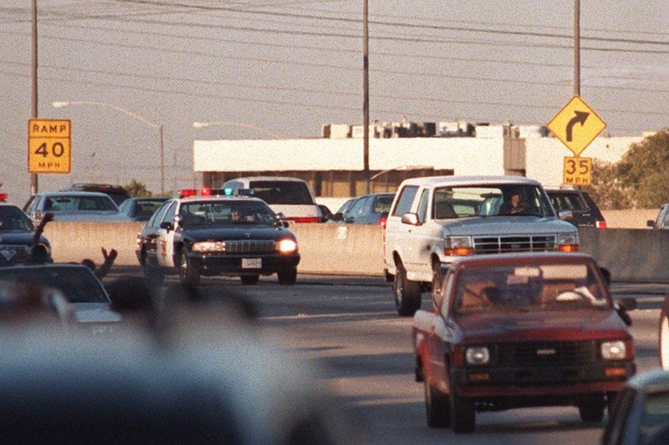 OJ's police car chase was broadcast across the US