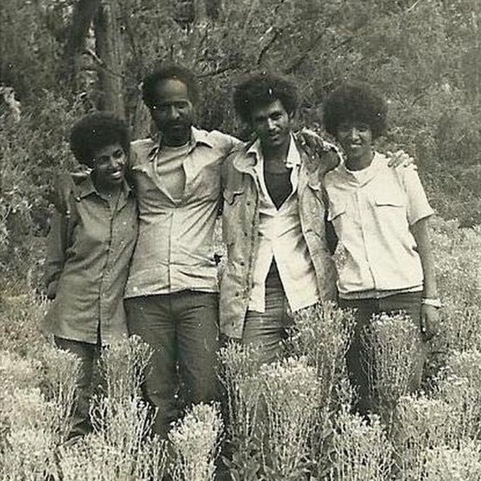 From left to right: EPLF fighters Aster Fissehatsion, Mahmoud Ahmed Sherifo and two other fighters
