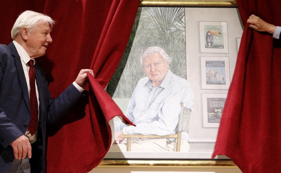 Sir David Attenborough pulls back the curtain of his portrait