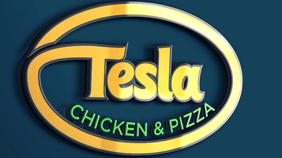 Tesla chicken & pizza logo