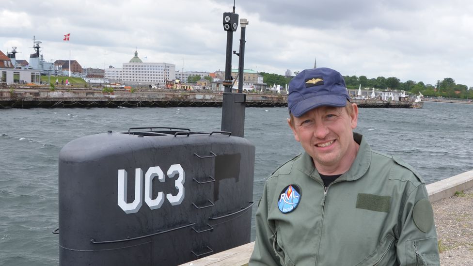 Peter Madsen pictured with his home-made submarine on 31 May 2017