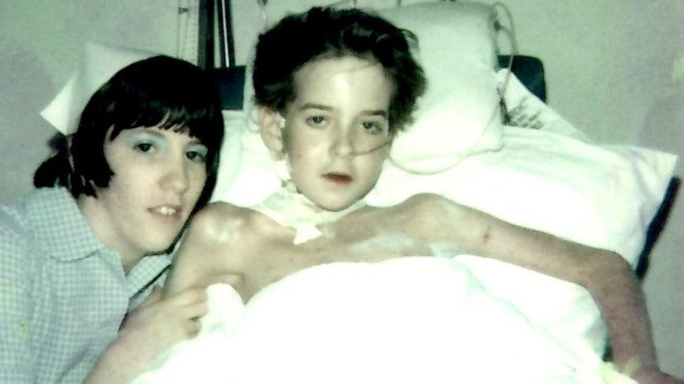 Rob Brown pictured as a child while in hospital