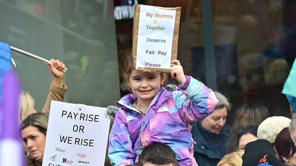 A young girl at a protest in Belfast