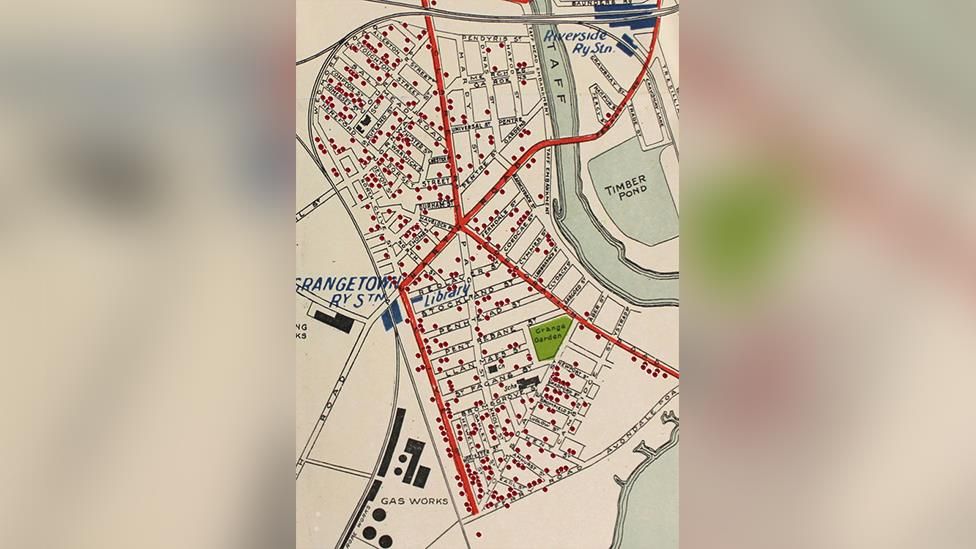 The society's "poppy map" shows where all 480 soldiers from Grangetown who died in World War One once lived
