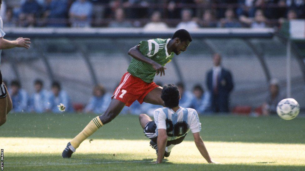 08 June 1990, Milan, Fifa Football World Cup - Argentina v Cameroon - Francois Omam-Biyick of Cameroon.