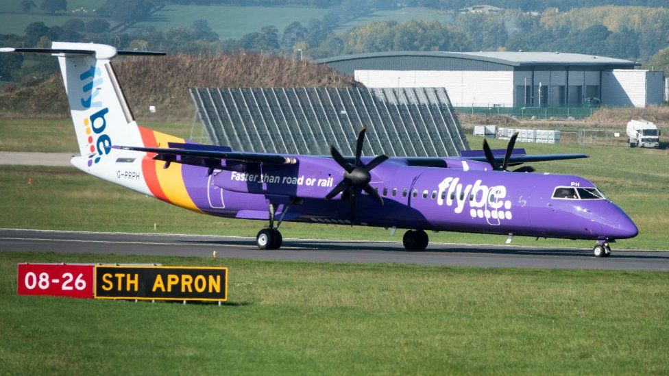 A Flybe plane on the runway