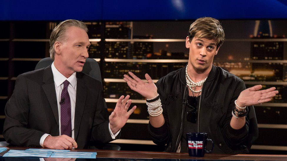Comedian Bill Maher (left) with Milo Yiannopoulos (right)