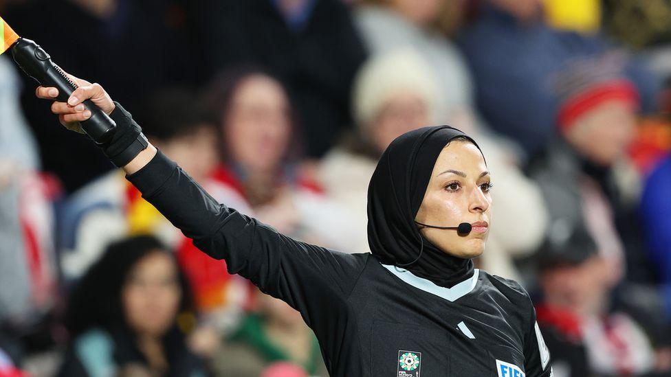 Assistant Referee Saadieh Heba looks on during the FIFA Women's World Cup Australia & New Zealand 2023 Group D match between China and England at Hindmarsh Stadium on August 01, 2023 in Adelaide / Tarntanya, Australia.