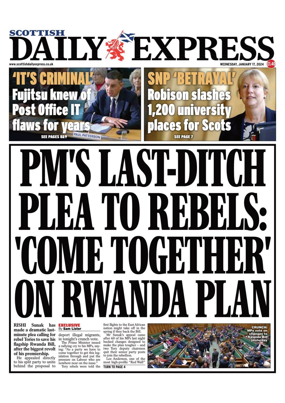 Scotland S Papers Post Office Scandal And Rwanda Vote Row BBC News   A6d65620 B4bc 11ee Beb5 E1400df560f2 