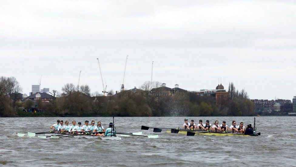 The boat race takes place between Oxford and Cambridge