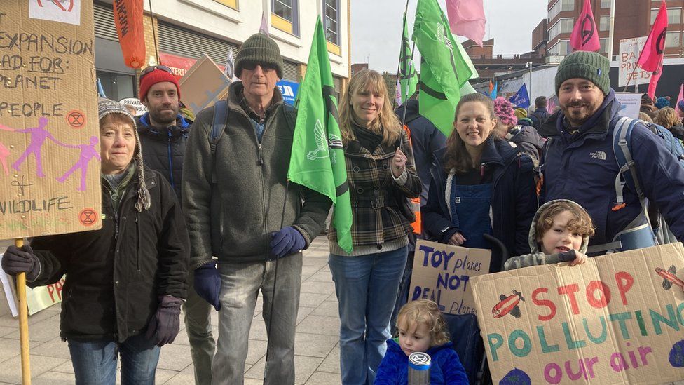 Protesters in Farnborough